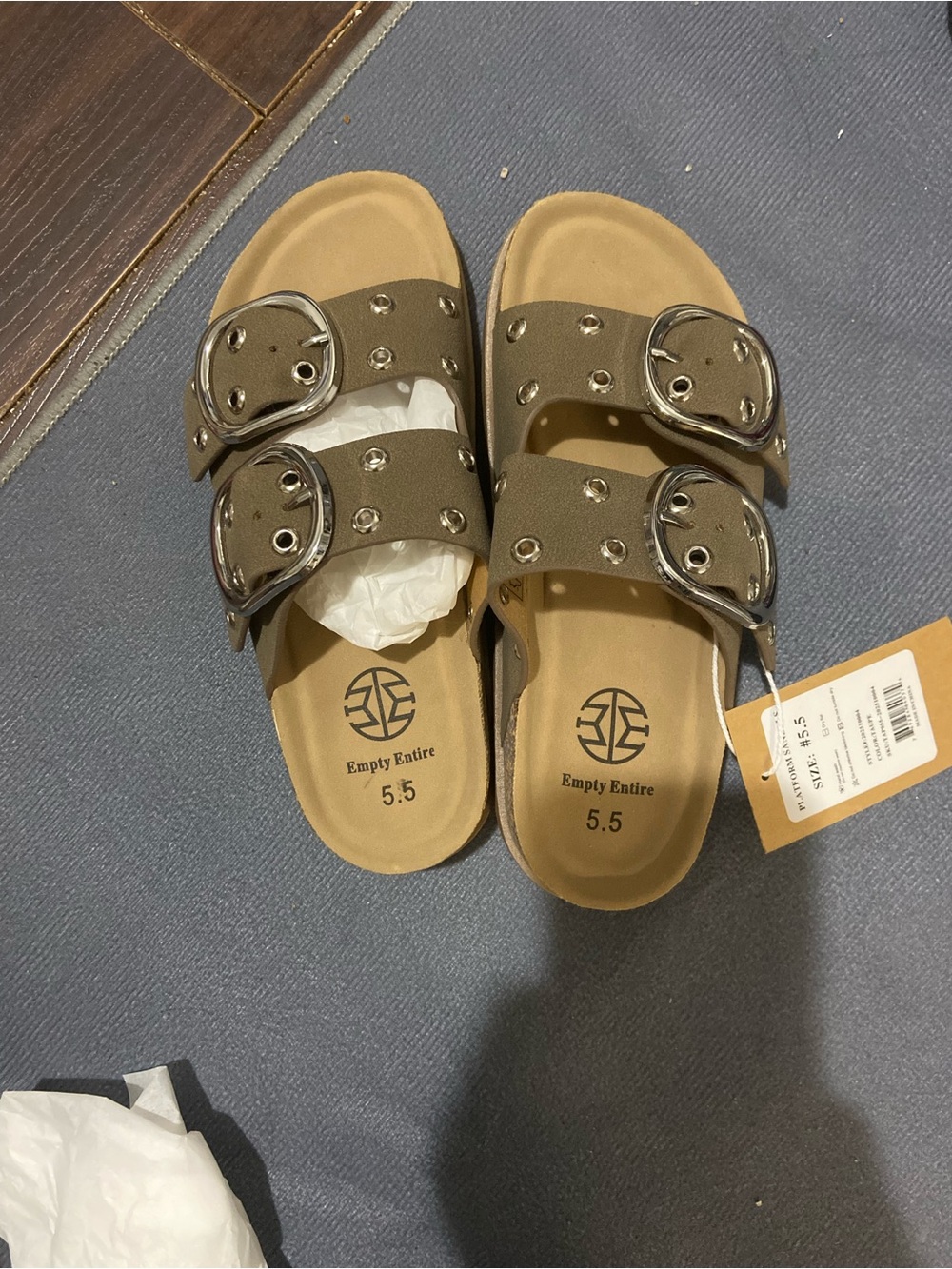 E E Empty Chunky Double Buckle Platform Sandal By Everglades Women’s Sz 5.